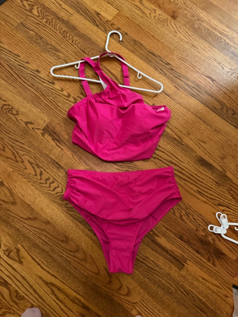 SHEIN Hot Pink High-Waist Bikini Set